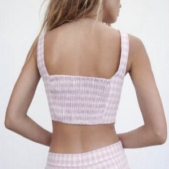 NWT ZARA | Gingham Bustier Crop Tank Top | Sz. S - Picture 2 of 8